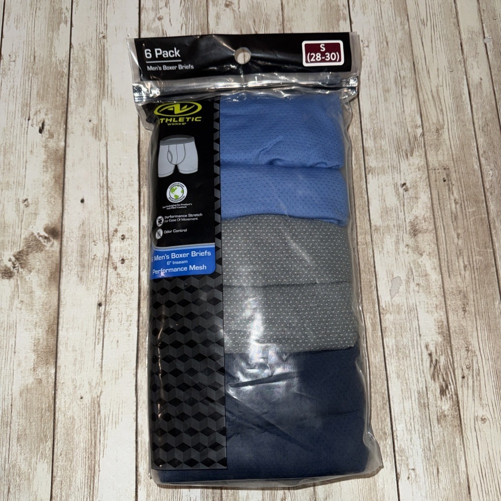 6‎ Pack ATHLETIC Performance Men's Mesh Boxer Briefs 6" Inseam Size Small 28-30